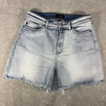 Judy Blue Cut Off Shorts XL midi Light Wash Raw Hem EUC Photo 0