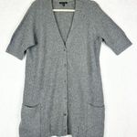 Eileen Fisher  Wool Angora Cashmere Blend Cardigan Size Large Short Sleeve Gray Photo 0