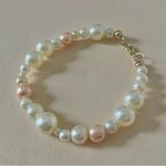 Handmade Pink White Pearl Bracelet “Lydia” Asymmetric Unique Feminine Classic Photo 3