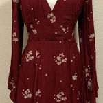 Free People Jasmine Embroidered Mini Burgundy Boho Dress Photo 0
