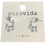 Pura Vida Celestial Charm Huggie Earrings Brass Rhodium Sterling Silver .75" NEW Photo 0