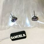 Amethyst SAMUEL B Faceted Round Cut Sterling Silver 925 Stud Earrings Photo 11