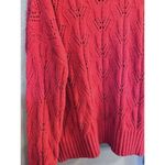 BCBGMAXAZRIA BCBG MAXAZRI Bright Red Pointelle Knit Chenille Pullover Sweater‎ Size Large Photo 4