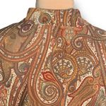 Vintage Cricket Lane Shirt Brown Paisley Copper Button Front Exaggerated Collar Tan Size 16 Photo 3