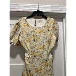 Kiss the Sky Tiered Maxi Dress Puff Sleeve Open Back Cutout Ditsy Floral Size M Photo 2