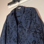 Harvé Benard Harve Benard Button Up Shirt Navy Blue Black Velvet Cotton Womens Size Large Photo 1
