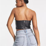 Bershka  faux leather corset top in black size medium brand new with tags Photo 11