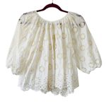 Madewell  Floral Eyelet Embroidered Shirred Puff Sleeves Ivory Women's Size Small Photo 1