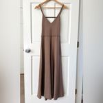 ZARA  Backless Brown Tan Knit V-neck Maxi Dress Strappy Open Back Size S Photo 1