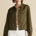 Amour Vert NWOT Genevieve Organic Cotton Utility Jacket | Medium | Olive Green Photo 0