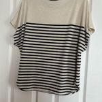 Max Studio  Black and Cream Striped Tee Photo 3