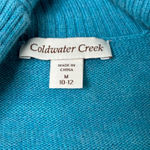 Coldwater Creek ‎ Shawl Cardigan Sweater Size M 10-12 Blue Merino Wool Blend Photo 3