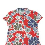 Boden USA Boden Red Blue Floral Shirt Dress Casual Knee Length Cotton Button Up size 12 R Photo 1