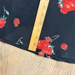 Old Navy Vtg Floral Rose Print Maxi Skirt Black Red Size 6 A Line Midi Photo 3