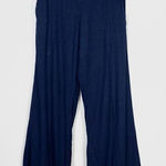 margaret o'leary Margaret O’Leary Navy Blue Wide Leg Linen Blend Pull On Pants Photo 0