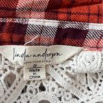 LINDA ANDERSON Crochet Back Plaid Womens Shirt Sz Small Western Festival Orange Photo 8