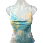 ZARA  Multicolor Silk Satin Tie Dye Cowl Neck Cami Camisole Crop Tank Top Size XS Photo 0