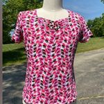 M Collection Petite PL 100% Kylon Wrinkle free square neckline short sleeve pink Size L petite Photo 0