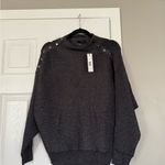 Tahari  Metallic Grey Button Detail Viscose Blend Sweater MSRP$88 NWT Photo 6