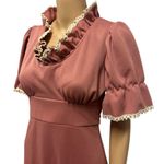 Vintage Prairie Empire Waist Ruffled Puff Short Sleeve Tie Waist Maxi Dress 7 Pink Size undefined Photo 4