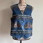 Vintage Casey & Max Denim Cat Vest Size Medium NWT Blue Photo 2