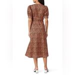 Love, Whit by Whitney Port Leopard Print Button Down Puff Sleeve Dress Medium Tan Photo 1