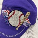 Mom’s Bling Baseball Ball Cap Purple Patriotic Little League Adjustable Photo 1
