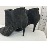 Womans Candies Booties 8.5 M Black Vented Back Zip Peeptoe Stilettos Heel Photo 3