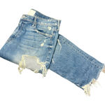MOTHER The Sinner Distressed Ankle Jeans in Colour Ice Cream, You Scream Blue Size 31 Photo 0