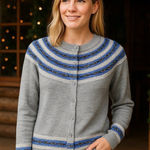 Talbots  Fair Isle Cardigan Sweater Lambswool Blend Nordic Holiday Cabin Cozy M Photo 0