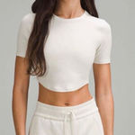 Lululemon Hold Tight Cropped T-Shirt Bone Off White Cream Short Sleeves Size 6 Photo 0