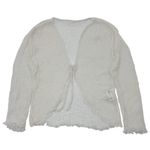 NWOT Back From Bali Brown Ruffle Shrug Bolero Sheer Cardigan Tie Front Womens S/ White Size M Photo 0