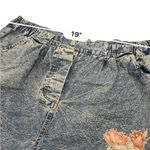 Vintage Plus Size Puffy Paint acid wash Floral Denim Shorts Blue Photo 5