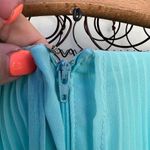 Vintage 60s light blue sheer cape accordion pleat dress maxi MEDIUM? Photo 9