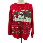 Vintage 90s Varsity Ugly Christmas Sweatshirt Santa Snowman Reindeer Unisex Larg Red Size L Photo 11