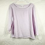 Eileen Fisher Light Purple Organic Muslin Cotton Fringe Top Photo 1