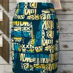 LuLaRoe 👑 Cassie Skirt Blue/Yellow Graffiti Print M NWT Photo 2