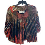 Tantrums Women's 3/4 Sleeve Button Front cotton Jacket Top petite Multicolor Brown Size undefined Photo 0