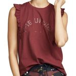 THE UPSIDE Logo Frill Muscle Tee Shirt Tank Maroon Ruffle Arrow Sleeveless 12 Red Photo 0