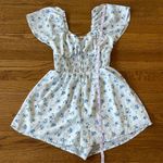 SheIn White and Blue Floral Romper Photo 5