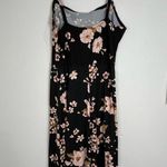 French Grey Floral Midi Dress Women’s Large Black Pink Sleeveless Casual Stretch Photo 5