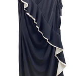 American Living NWT Diagonal White Ruffle Black Shift Dress Size 6 Stretch S ! Photo 0