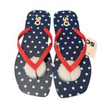 SO  Flip Flops Womens Size 7 Americana Red White Blue Stars Patriotic Sandals NWT Photo 0