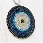 Sterling Silver  evil eye multi-colored CZ pendant necklace Photo 0