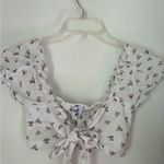 Princess Polly white floral tie front crop top size 2 100% cotton Photo 8