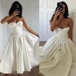 House Of CB  COCO Vintage Ivory Satin Midi Dress NWOT size S A-C Photo 0