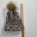 Evelyn K Women's Winter Beanie Hat Knit Brown, Cream, Tan, with Pom Pom Photo 6