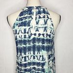 Nicole Miller  100% Linen Halter Sleeveless Tie-Dye Blue Aqua Short XS Dress Photo 7