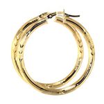 10k Yellow Gold Textured Diamond Cut Hoops Photo 0