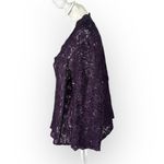 Alex Evenings Lace Jacket Women's Plus 20W Purple 3/4 Sleeves Sequin Scalloped Photo 3